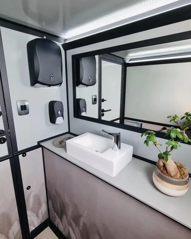 Portable restroom equipment exterior